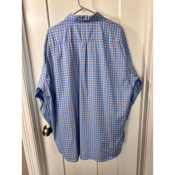 Peter Millar Men's Plaid Long Sleeve Button-Down Dress Shirt Blue White Size 2XL - Picture 2 of 10